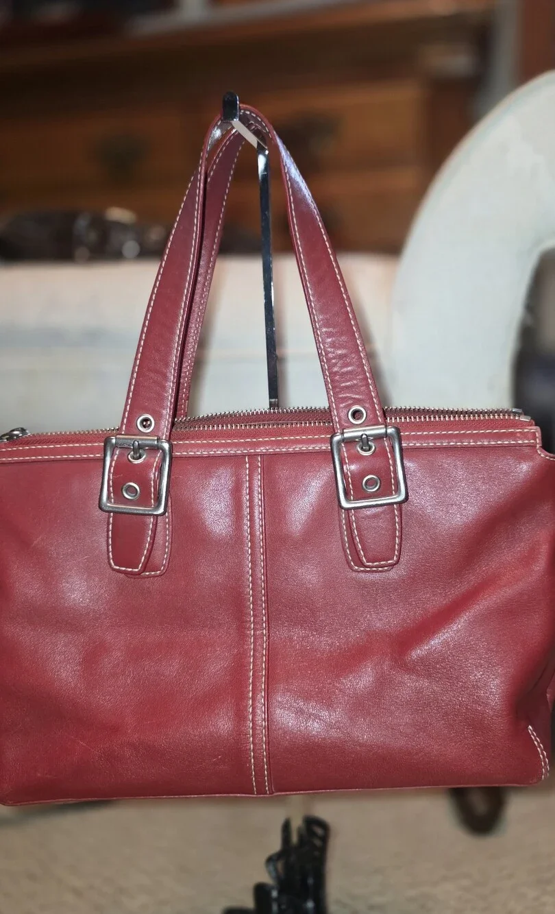 COACH BRIGHT RED HAMPTONS SATCHEL & WALLET Y2K Like New